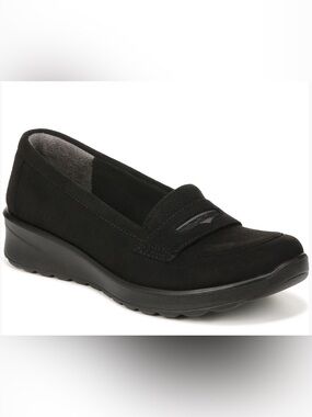 Life Stride BZEES Black Faux Suede Slip-On Loafer Size 10 Wide